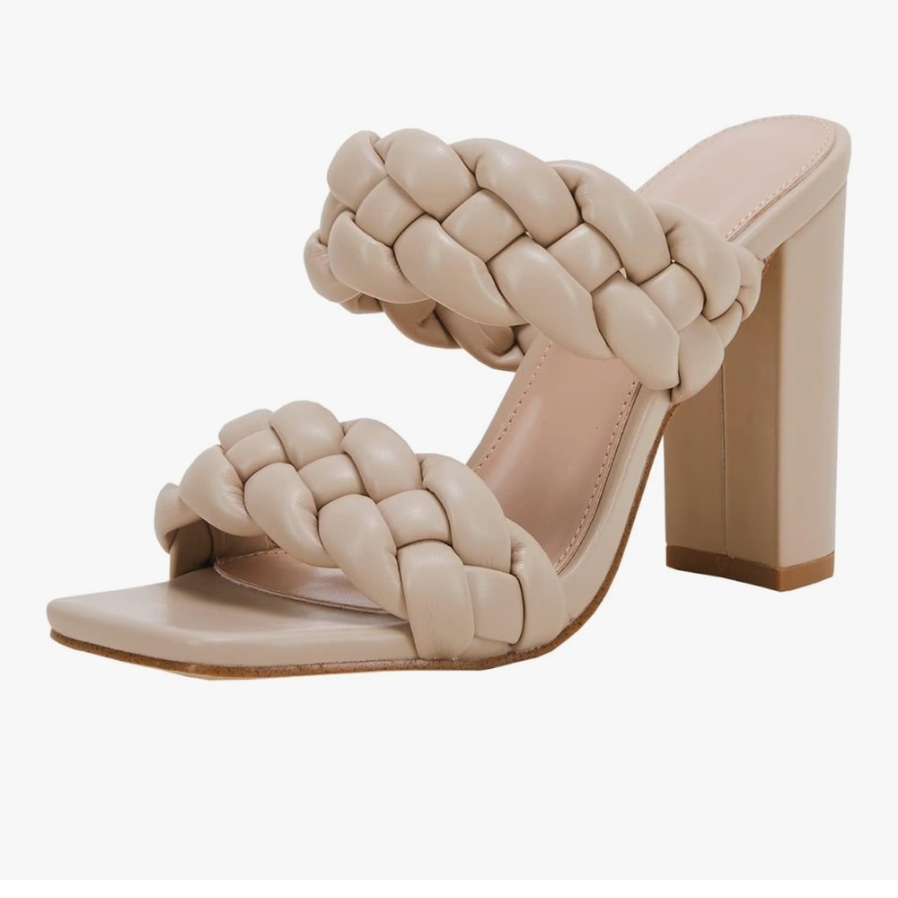 Elegant Cream Block Heel Sandals